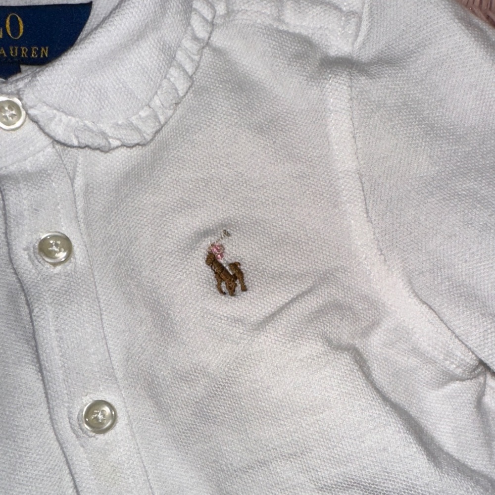 Polo by Ralph Lauren White Ruffle-Collar Button-Down Shirt - Picture 4 of 6